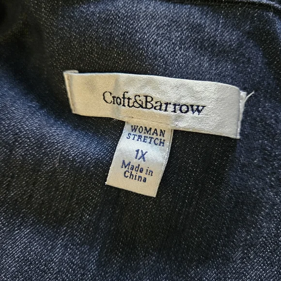 Croft & Barrow Casual Jean Jacket, Womens Plus 1X Dark Wash Denim - Picture 10 of 13